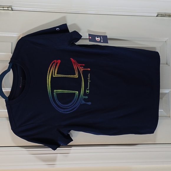 CHAMPION BRAND SIGNATURE BOYS DARK BLUE SHORT SLEEVE TEE-SHIRT SIZE MEDIUM 10-12 - Picture 3 of 15